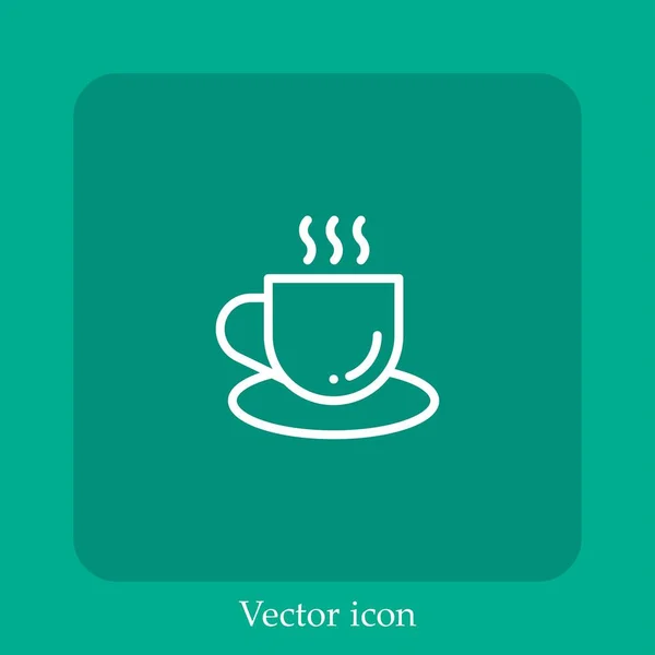 Taza Café Icono Vectorial Icon Line Lineal Con Carrera Editable — Vector de stock