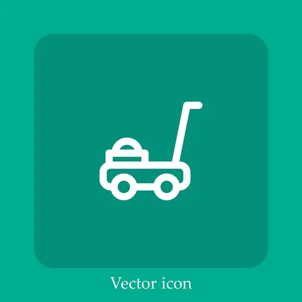 Lawn Mower Vector Icon Linear Icon Line Editable Stroke — Stock Vector