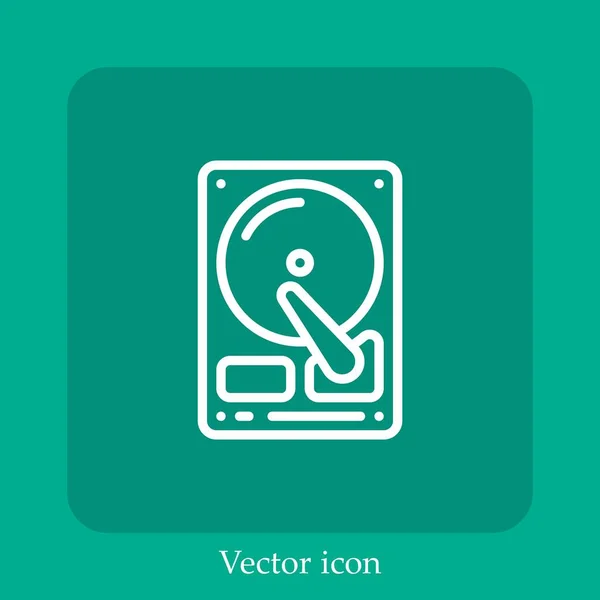 Icône Vectorielle Disque Dur Icône Linéaire Ligne Avec Course Modifiable — Image vectorielle