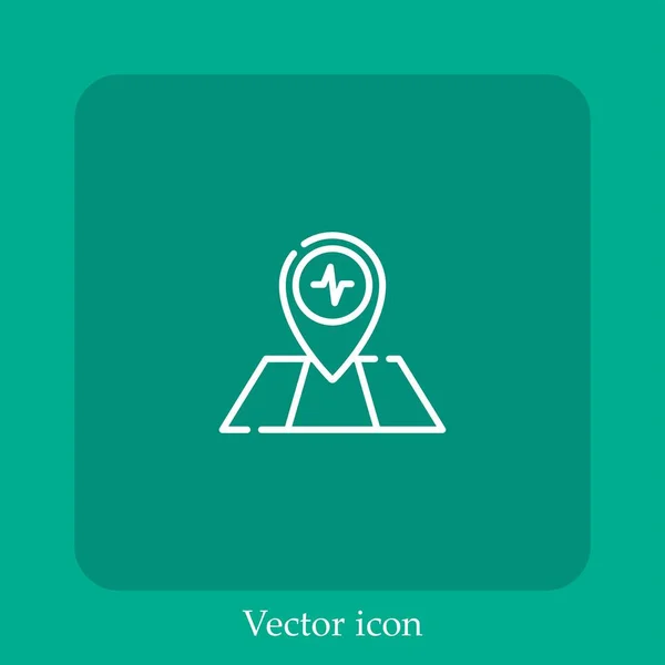 Ícone Vetor Pino Localização Linear Icon Line Com Curso Editável — Vetor de Stock