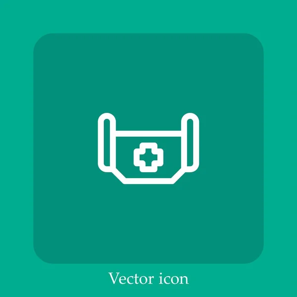 Icône Vectorielle Masque Médical Icône Linéaire Ligne Avec Course Modifiable — Image vectorielle