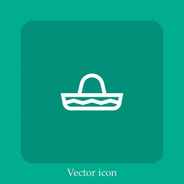 Icône Vectorielle Chapeau Mexicain Icône Linéaire Ligne Avec Course Modifiable — Image vectorielle