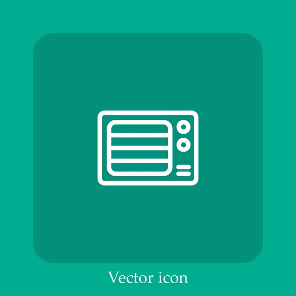 Ícone Vetor Forno Micro Ondas Linear Icon Line Com Curso — Vetor de Stock