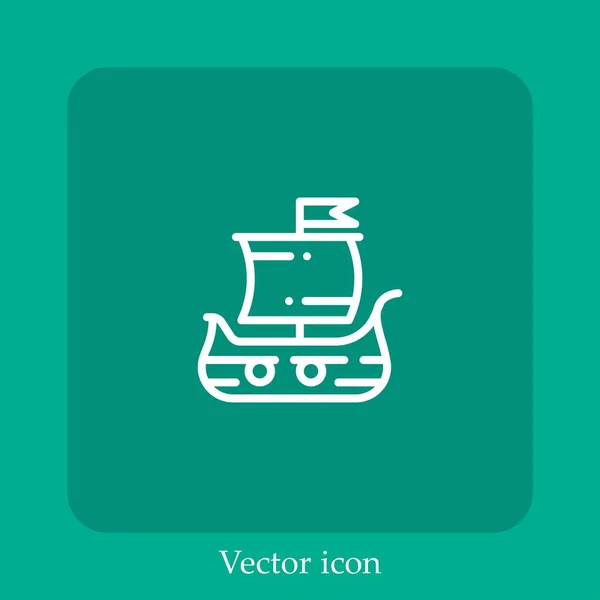 Wikingerschiff Vektor Symbol Lineare Icon Line Mit Editierbarem Strich — Stockvektor