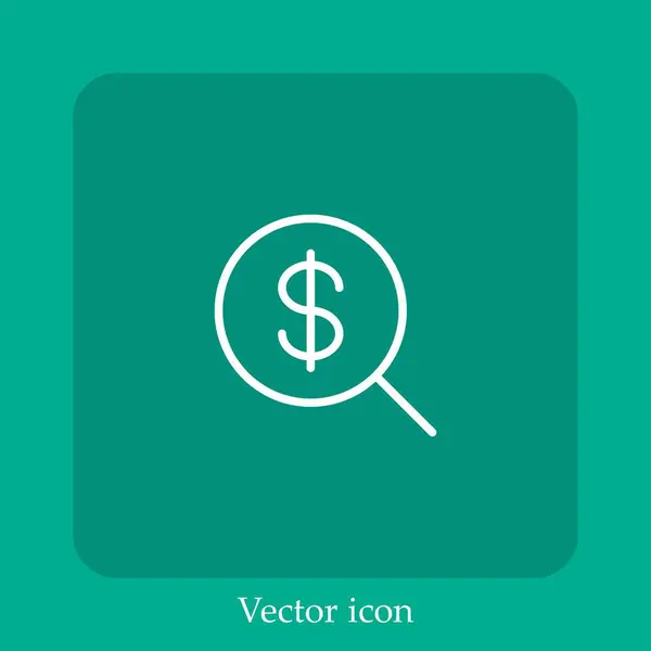 Ícone Vetor Busca Dinheiro Linear Icon Line Com Curso Editável — Vetor de Stock