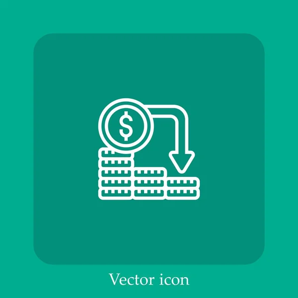 Icono Del Vector Económico Icon Line Lineal Con Carrera Editable — Vector de stock