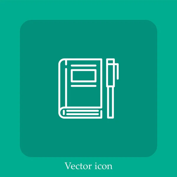 Ícone Vetorial Notebook Linear Icon Line Com Curso Editável — Vetor de Stock