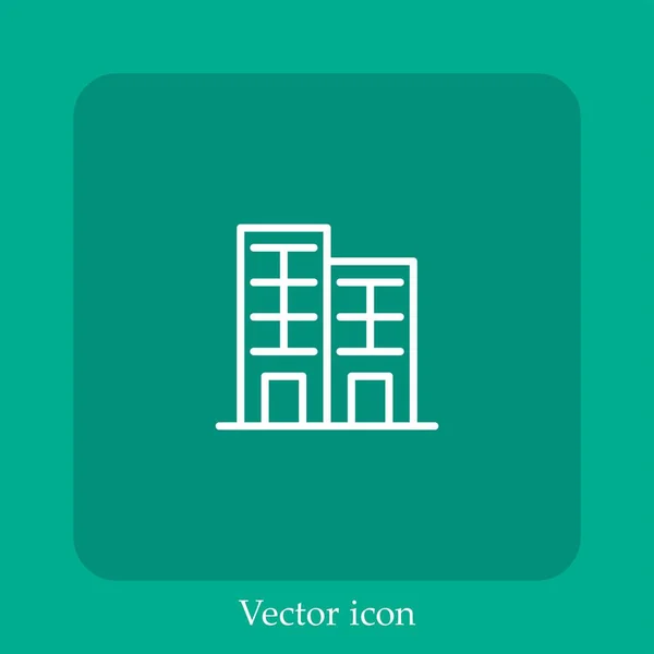 Bürogebäude Vektor Symbol Lineare Icon Line Mit Editierbarem Strich — Stockvektor
