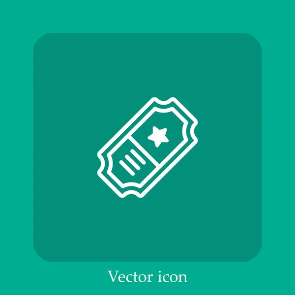 Icono Vector Ticket Icono Lineal Línea Con Carrera Editable — Vector de stock