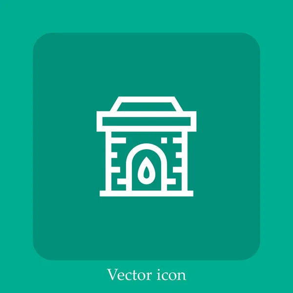 Icône Vectorielle Cheminée Icône Linéaire Ligne Avec Course Modifiable — Image vectorielle