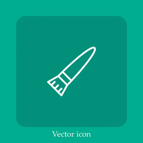 Pincel Vector Icono Icon Line Lineal Con Carrera Editable — Vector de stock