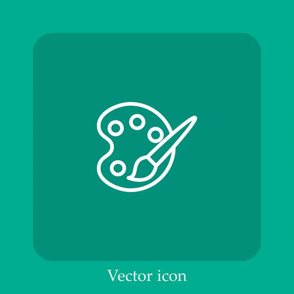 Paint Palette Brush Vector Icon Linear Icon Line Editable Stroke — Stock Vector