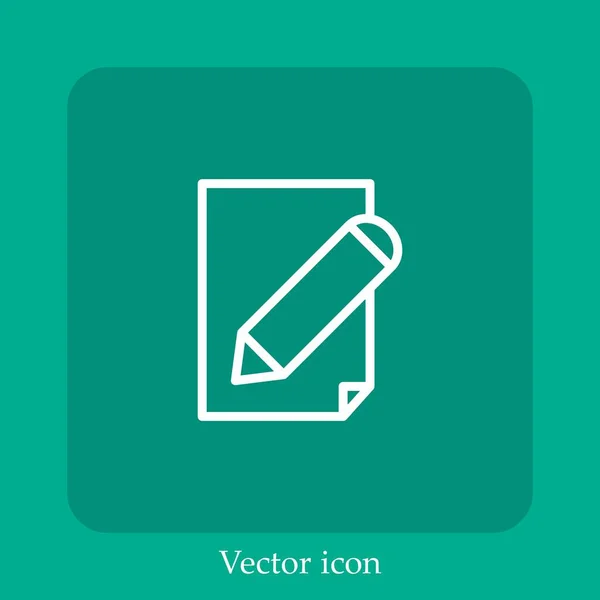 Icona Vettoriale Carta Matita Icon Line Lineare Con Tratto Modificabile — Vettoriale Stock