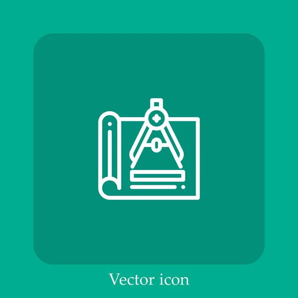 Ícone Vetorial Bússola Linear Icon Line Com Curso Editável — Vetor de Stock