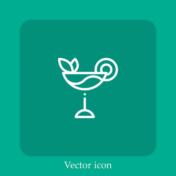 Cocktail Vector Icon Linear Icon Line Editable Stroke — Stock Vector