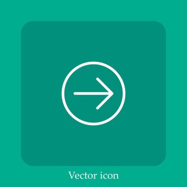 Sağ ok vektörü simgesi doğrusal simgesi. Düzenlenebilir vuruş ile çizgi