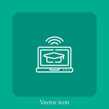 dizüstü bilgisayar vektörü doğrusal simgesi. Düzenlenebilir vuruş ile satır