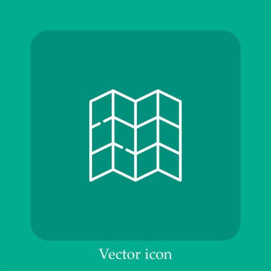 Harita vektör doğrusal simgesi. Düzenlenebilir vuruş ile çizgi