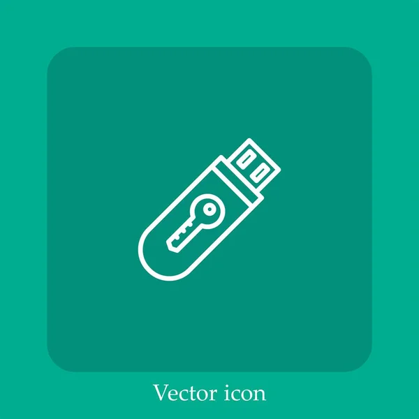 Icona Pendrive Vector Icon Line Lineare Con Tratto Modificabile — Vettoriale Stock