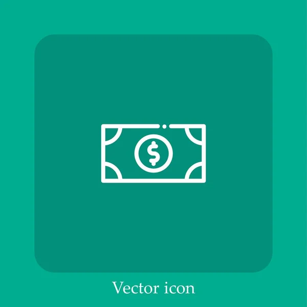 Ícone Vetorial Dinheiro Linear Icon Line Com Curso Editável — Vetor de Stock