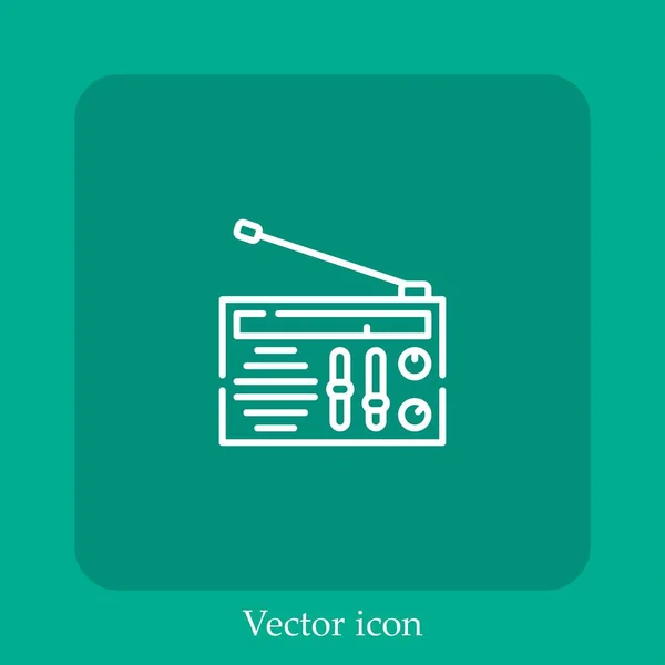 Icono Vector Radio Icono Lineal Línea Con Carrera Editable — Vector de stock