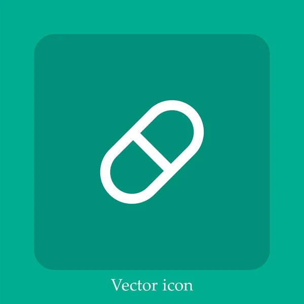Icona Vettoriale Pillola Icon Line Lineare Con Colpo Modificabile — Vettoriale Stock