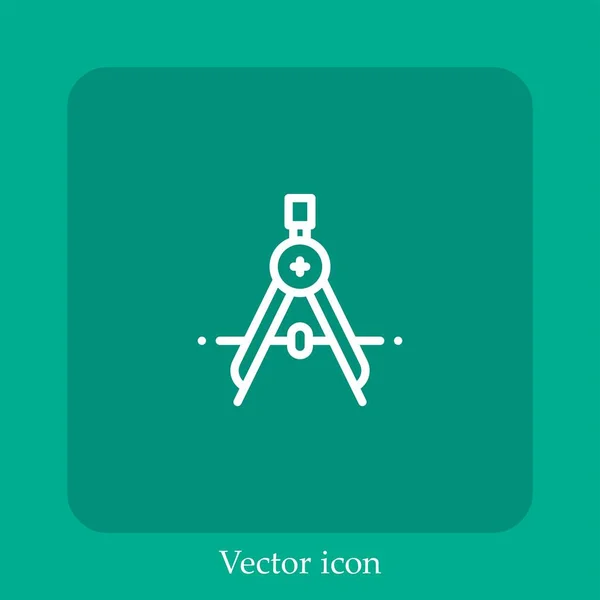 Ícone Vetorial Bússola Linear Icon Line Com Curso Editável — Vetor de Stock
