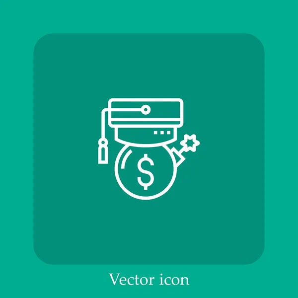 Ícone Vetor Serviço Dívida Linear Icon Line Com Curso Editável — Vetor de Stock