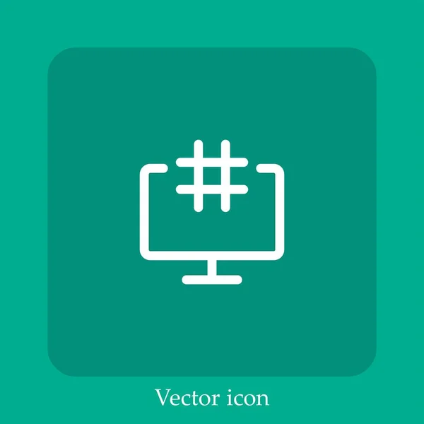 Hashtag Vector Icon Linear Icon Line Editable Stroke — Stock Vector