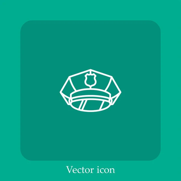 Icono Vector Tapa Policía Icon Line Lineal Con Carrera Editable — Vector de stock