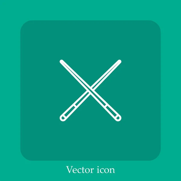 Pool Cue Vector Icon Lineal Icon Line Con Carrera Editable — Vector de stock