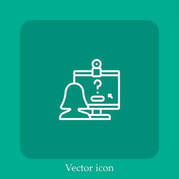 Icône Vectorielle Appel Vidéo Icône Linéaire Ligne Avec Course Modifiable — Image vectorielle