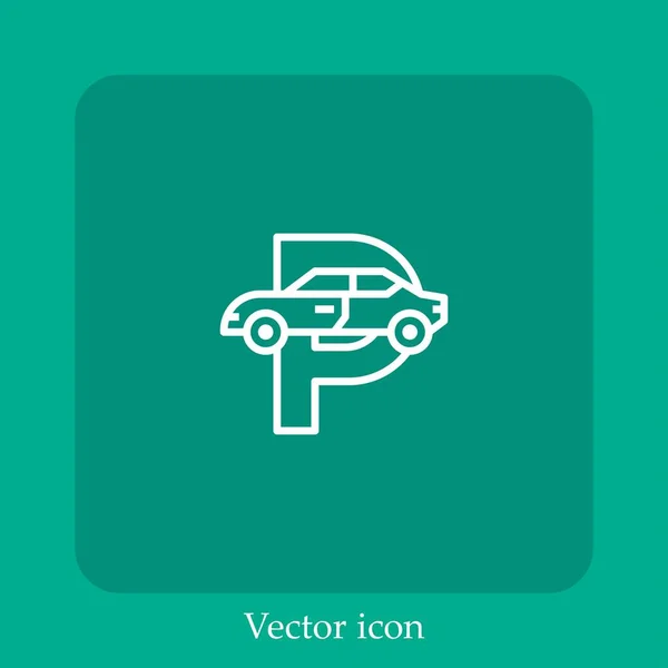 Aparcamiento Icono Vector Icon Line Lineal Con Carrera Editable — Vector de stock