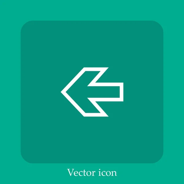 Icono Vectorial Anterior Icono Lineal Línea Con Carrera Editable — Vector de stock