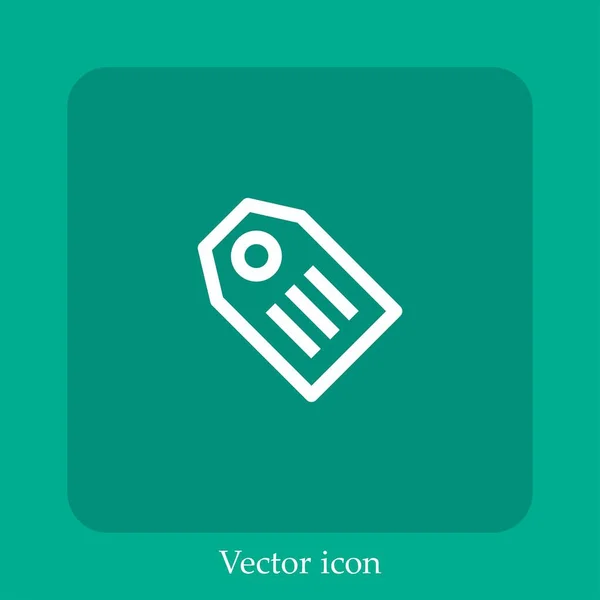 Preço Ícone Vetor Tag Linear Icon Line Com Curso Editável — Vetor de Stock