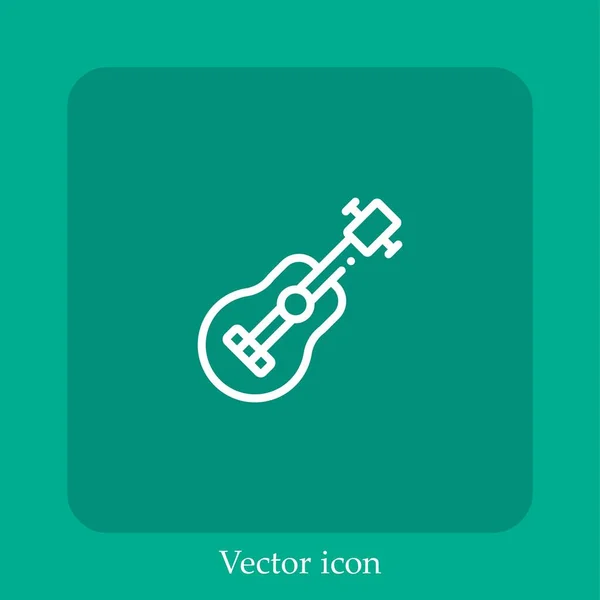 Icône Vectorielle Guitare Iconique Linéaire Ligne Avec Trait Modifiable — Image vectorielle