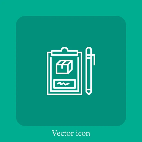 Icono Vector Firma Icon Line Lineal Con Carrera Editable — Vector de stock