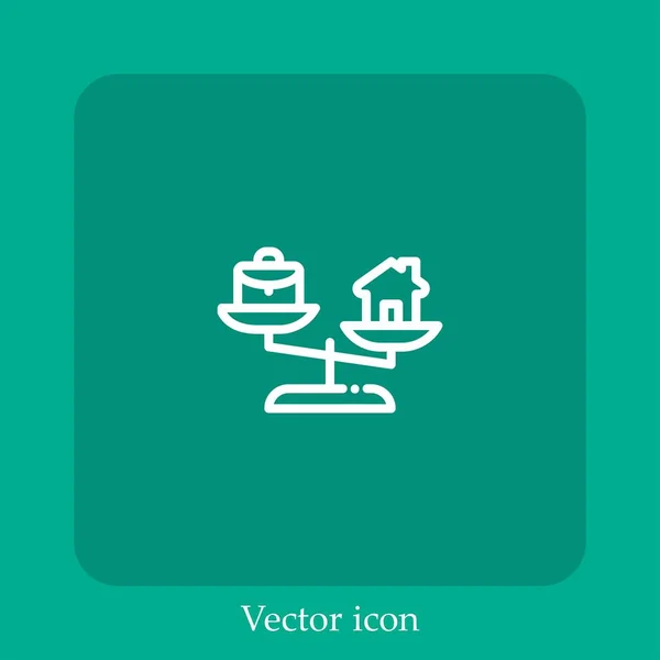 Equilíbrio Ícone Vetor Linear Icon Line Com Curso Editável — Vetor de Stock