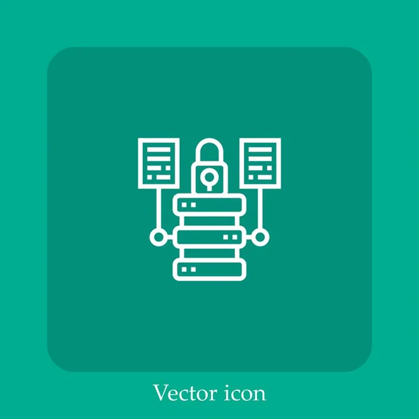 Значок Вектора Безопасности Данных Линейный Icon Line Редактируемым Штрихом — стоковый вектор