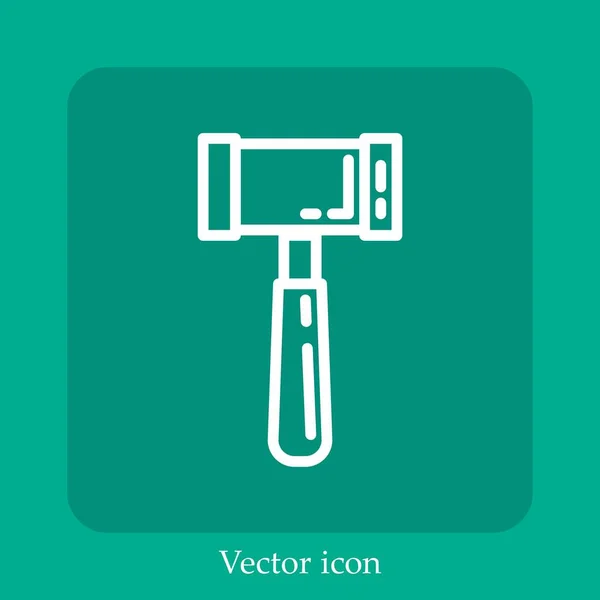 Icono Vector Martillo Icon Line Lineal Con Carrera Editable — Vector de stock