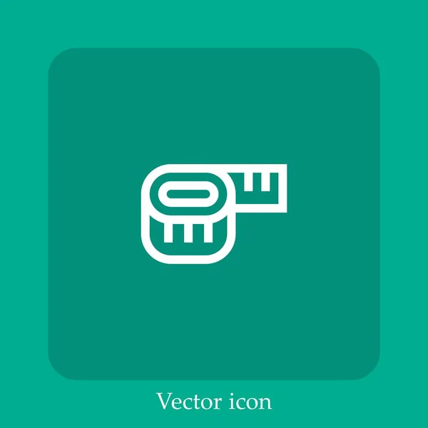 Ícone Vetor Fita Medição Linear Icon Line Com Curso Editável — Vetor de Stock