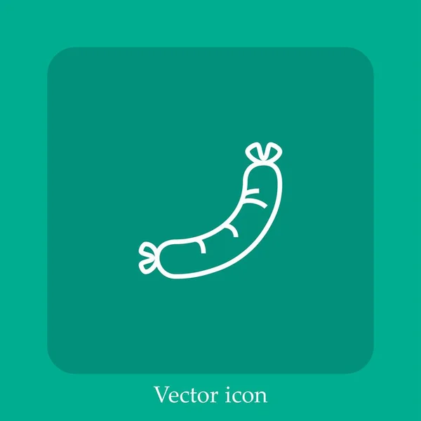 Иконка Вектора Колбасы Линейный Icon Line Редактируемым Штрихом — стоковый вектор