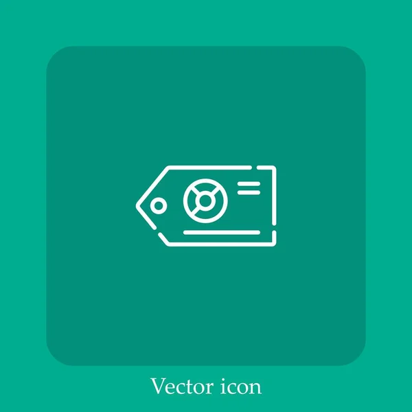 Tag Vector Icono Lineal Icon Line Con Carrera Editable — Vector de stock