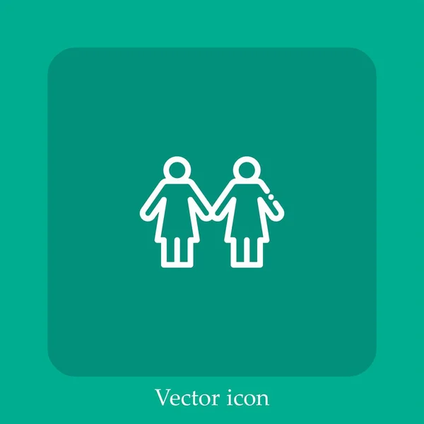 Couple Vector Icon Linear Icon Line Editable Stroke — Stock Vector