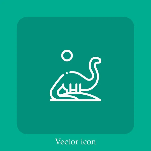 Icono Vector Dinosaurio Icon Line Lineal Con Carrera Editable — Vector de stock