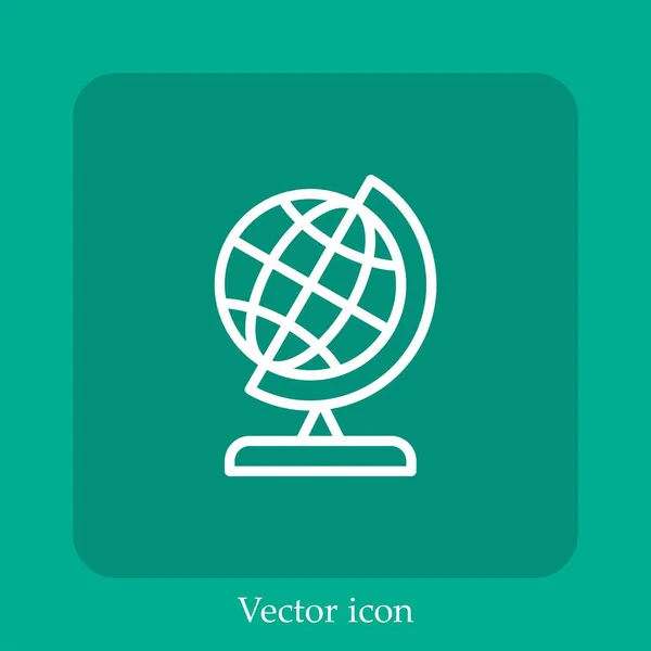 Линейная Иконка Вектора Глобуса Редактируемым Штрихом — стоковый вектор