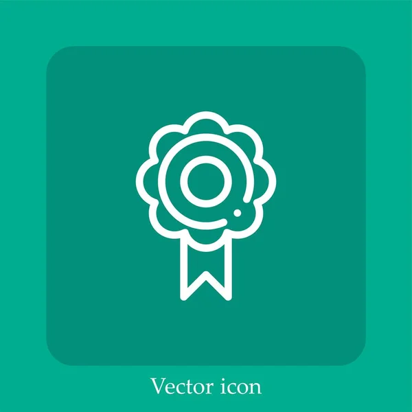 Gold Medal Vector Icon Linear Icon Line Editable Stroke — Stock Vector