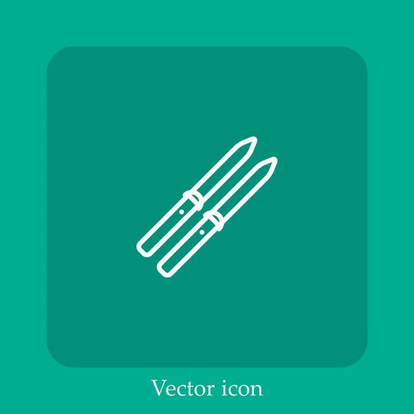 Icono Del Vector Esquí Icon Line Lineal Con Carrera Editable — Vector de stock