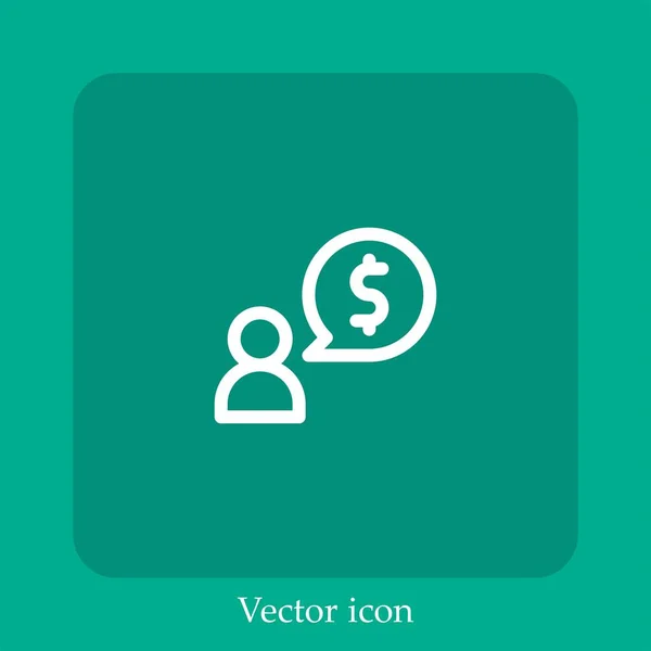 Icône Vectorielle Argent Icône Linéaire Ligne Avec Course Modifiable — Image vectorielle