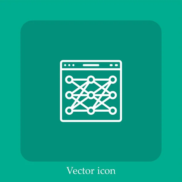 Icône Vectorielle Réseau Icône Linéaire Ligne Avec Trait Modifiable — Image vectorielle